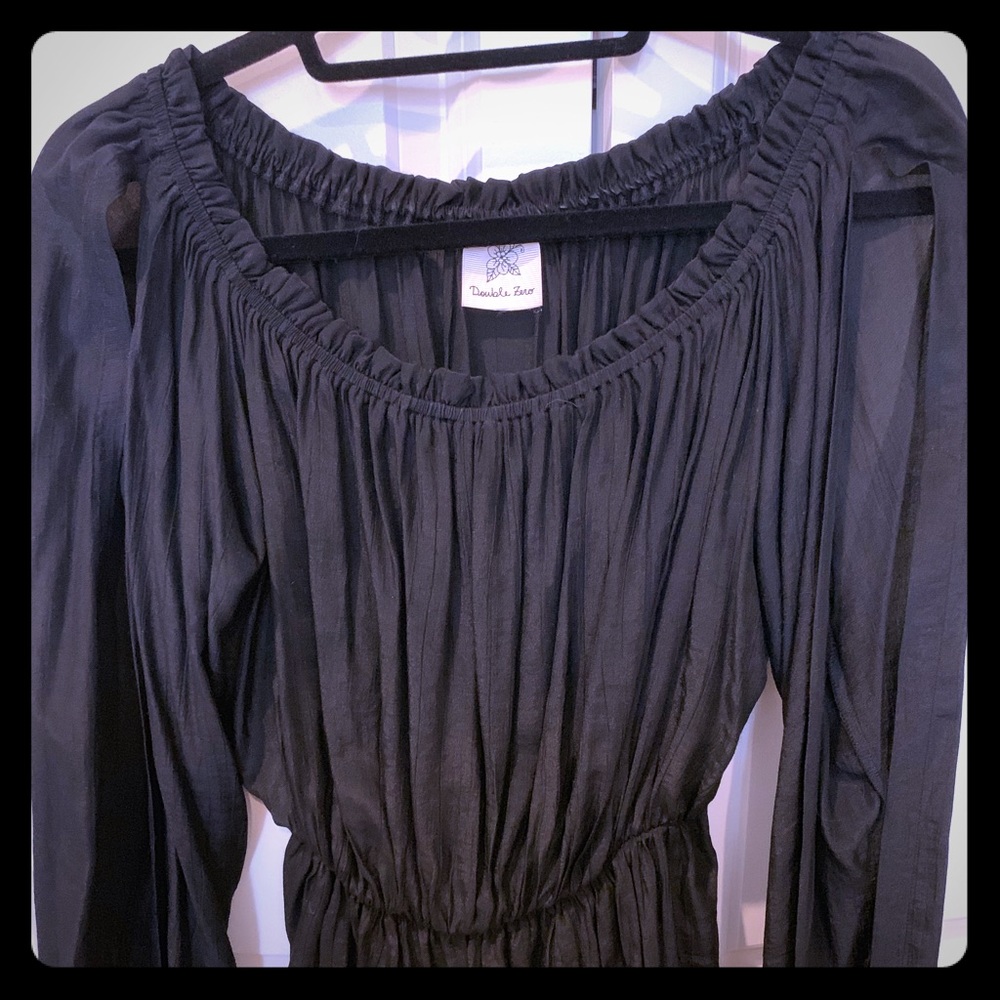 Black open sleeve top